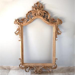 Regency Style Mirror Frame In Carved Wood With Shell