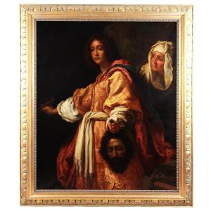 Grand tableau  huile sur Toile  " Judith et Holopherne " fin 19ème avec cadre