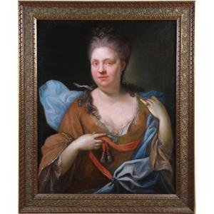 Oil On Canvas From The Eighteenth Century Entourage De Largilliere With Frame