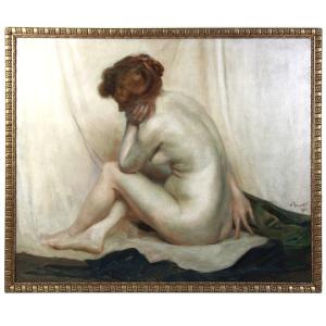 Beautiful And Large Oil On Canvas Impressionist Nude Signed V Regnart
