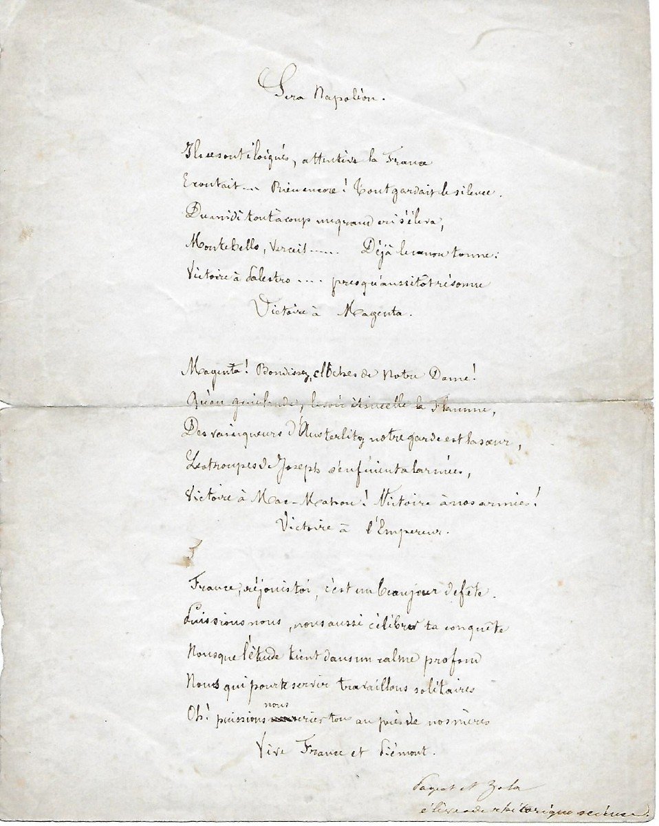 Emile Zola – Signed Autograph Poem-photo-2