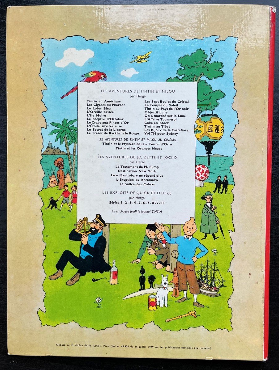 Herge – Tintin And Snowy Album Signed With Original Drawing-photo-3