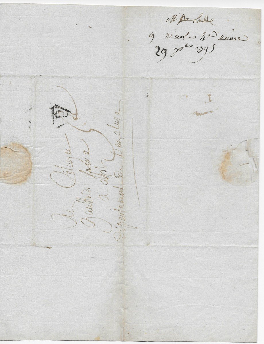 Marquis De Sade – Lettre Autographe Signée 1795-photo-3