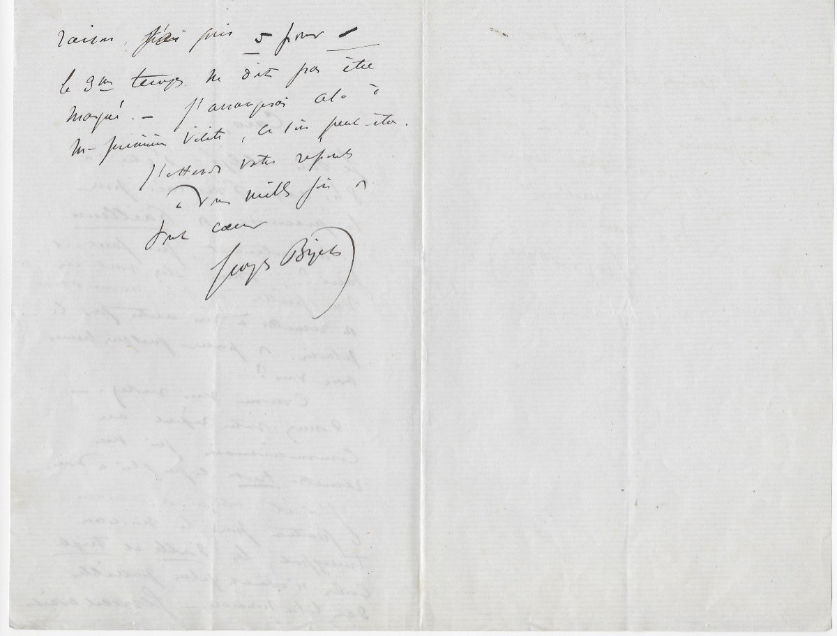 Georges Bizet Autograph Letter Signed The Pretty Girl From Perth-photo-2