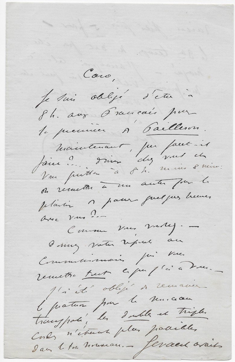 Georges Bizet Autograph Letter Signed The Pretty Girl From Perth