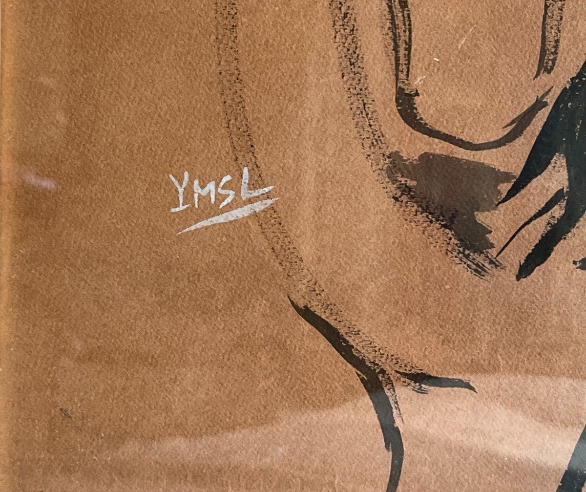 Yves Saint-laurent - Dessin Original Signé -photo-2