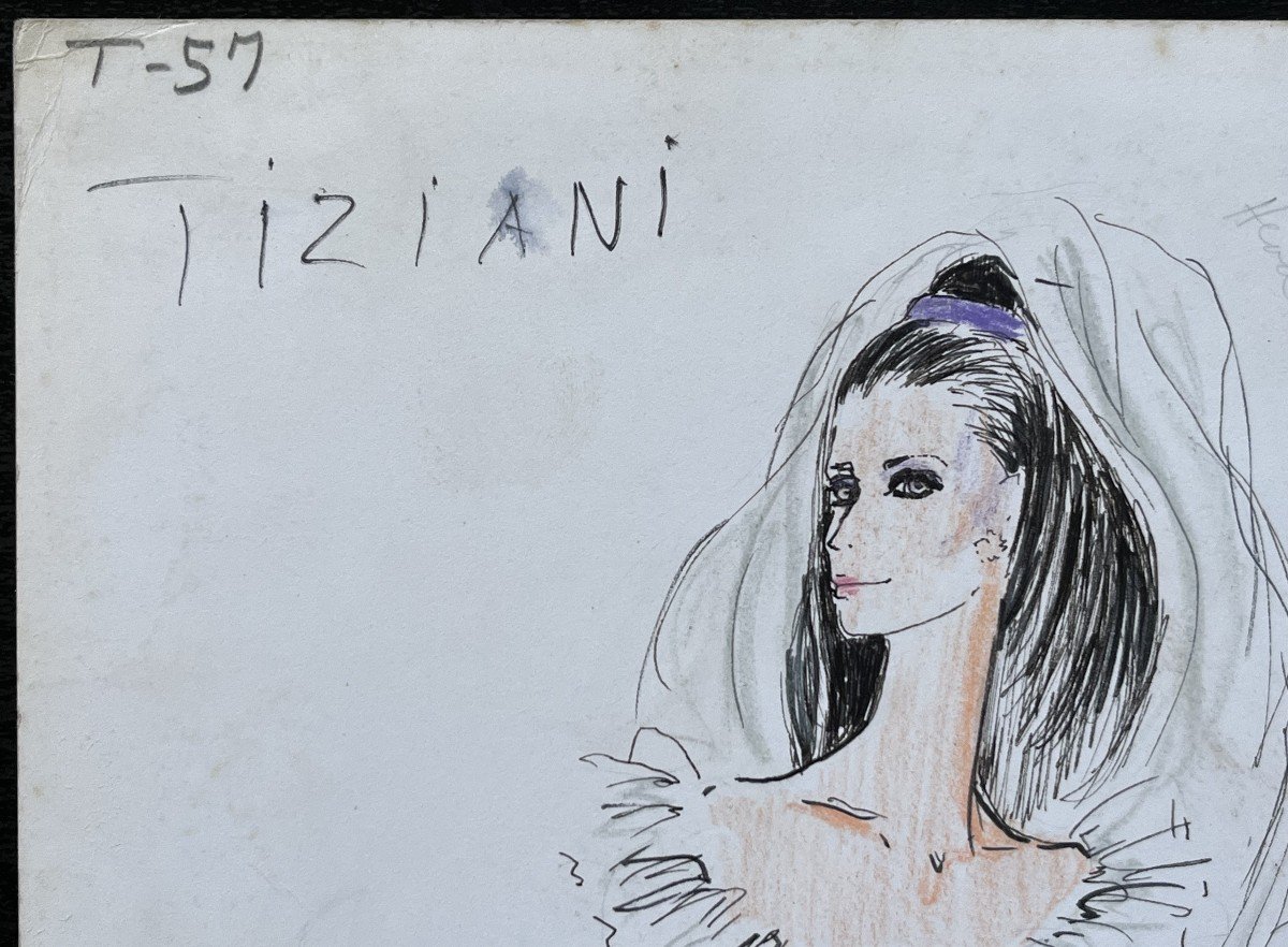 Karl Lagerfeld - Dessin Original Signé - Elisabeth Taylor-photo-4