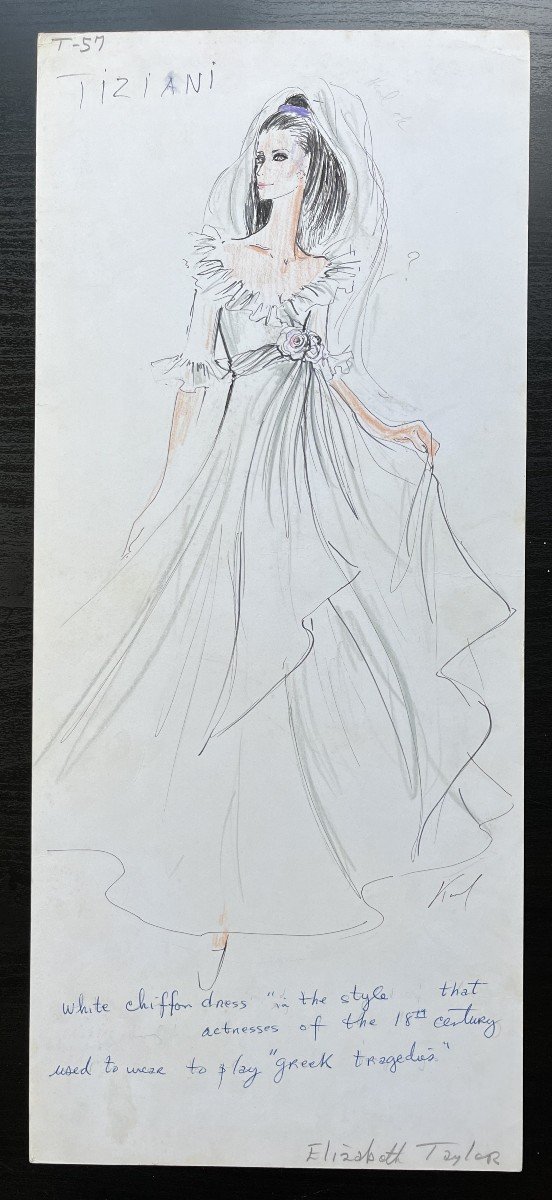 Karl Lagerfeld - Dessin Original Signé - Elisabeth Taylor