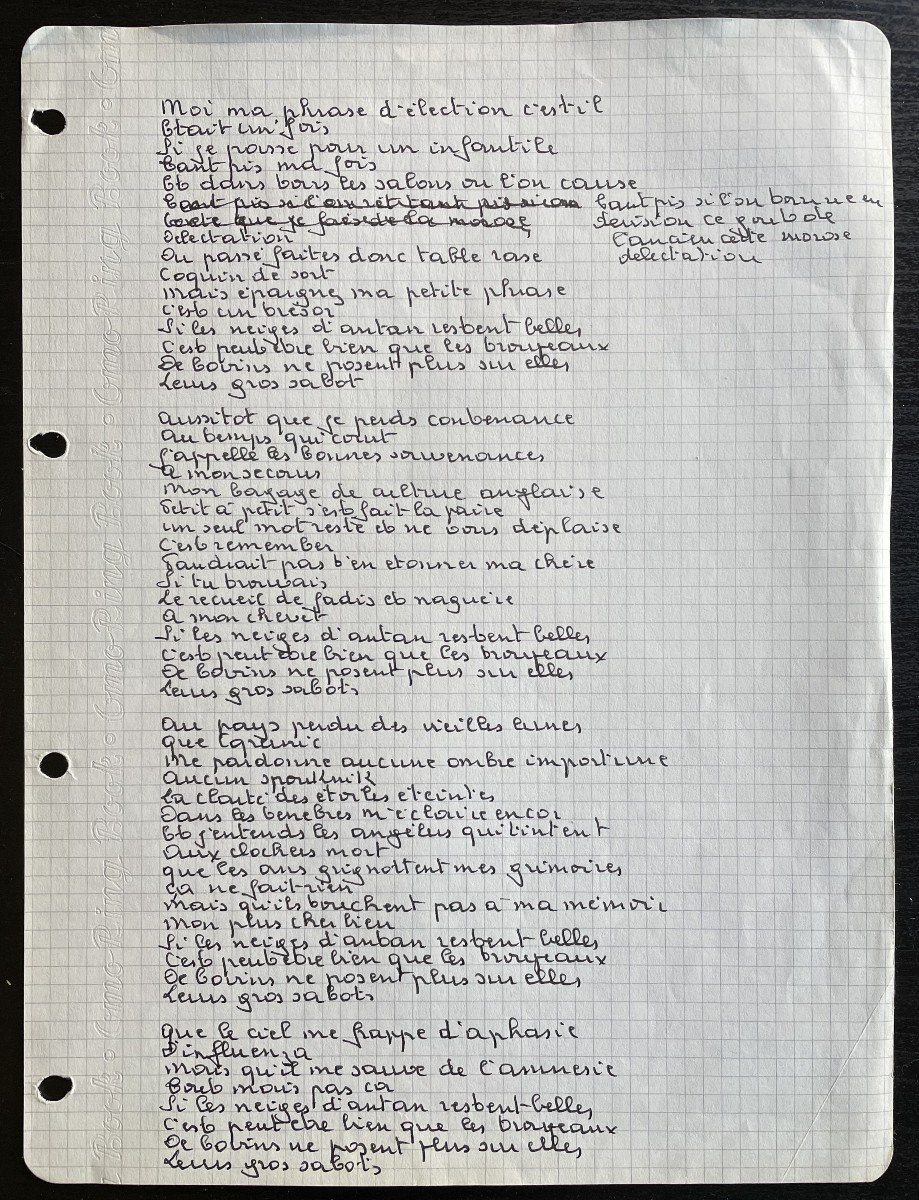 Georges Brassens - Chanson Autographe Manuscrite Inédite