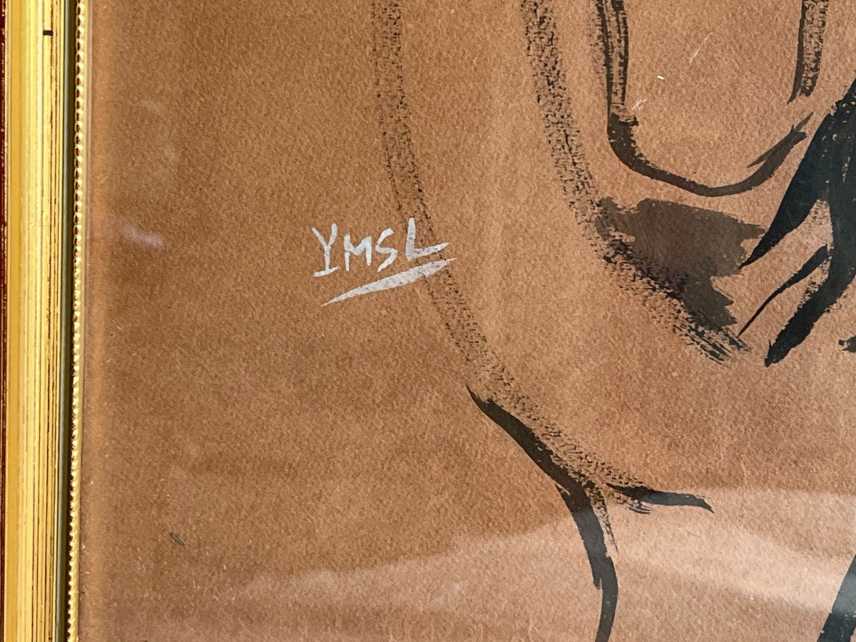 Yves Saint-laurent - Dessin Original Signé -photo-2