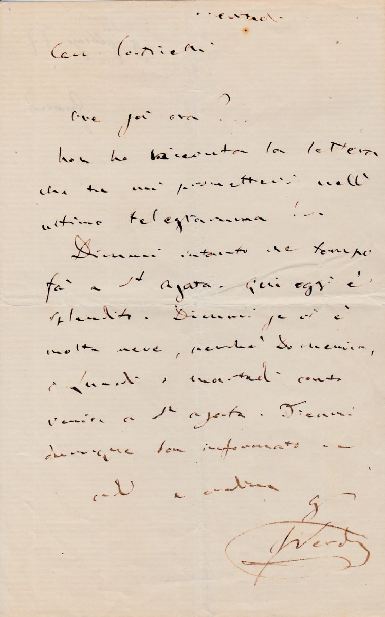 Giuseppe Verdi – Lettre Autographe Signée