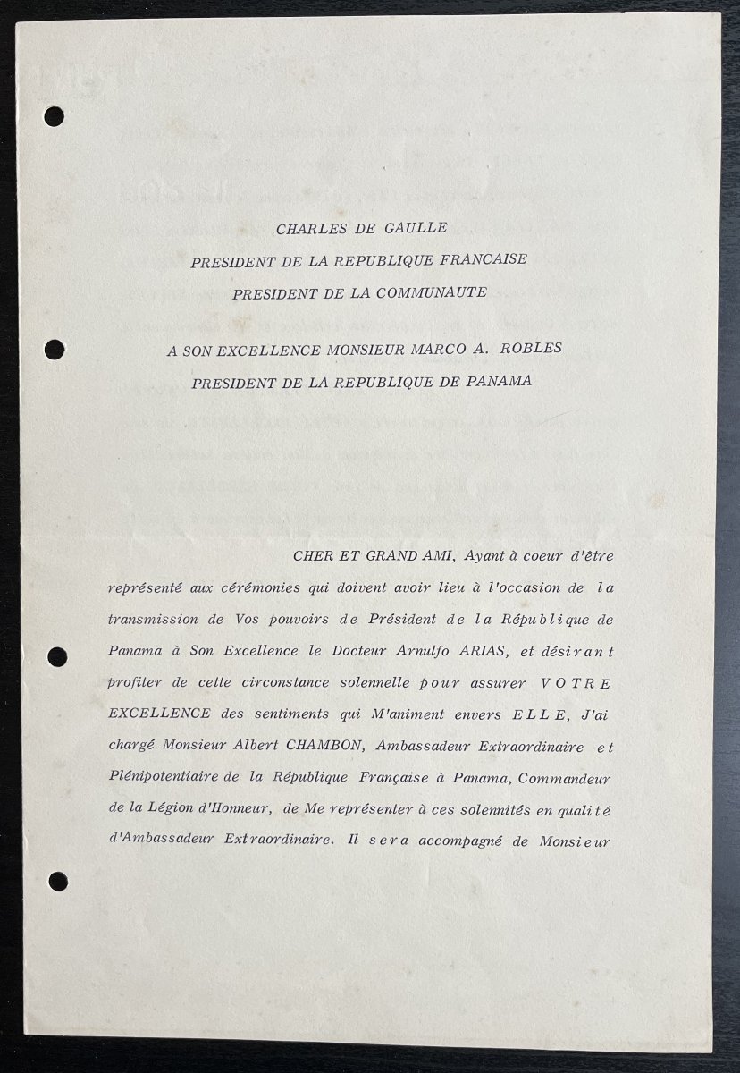 Charles De Gaulle – Letter Signed And Co-signed By Michel Debré-photo-2