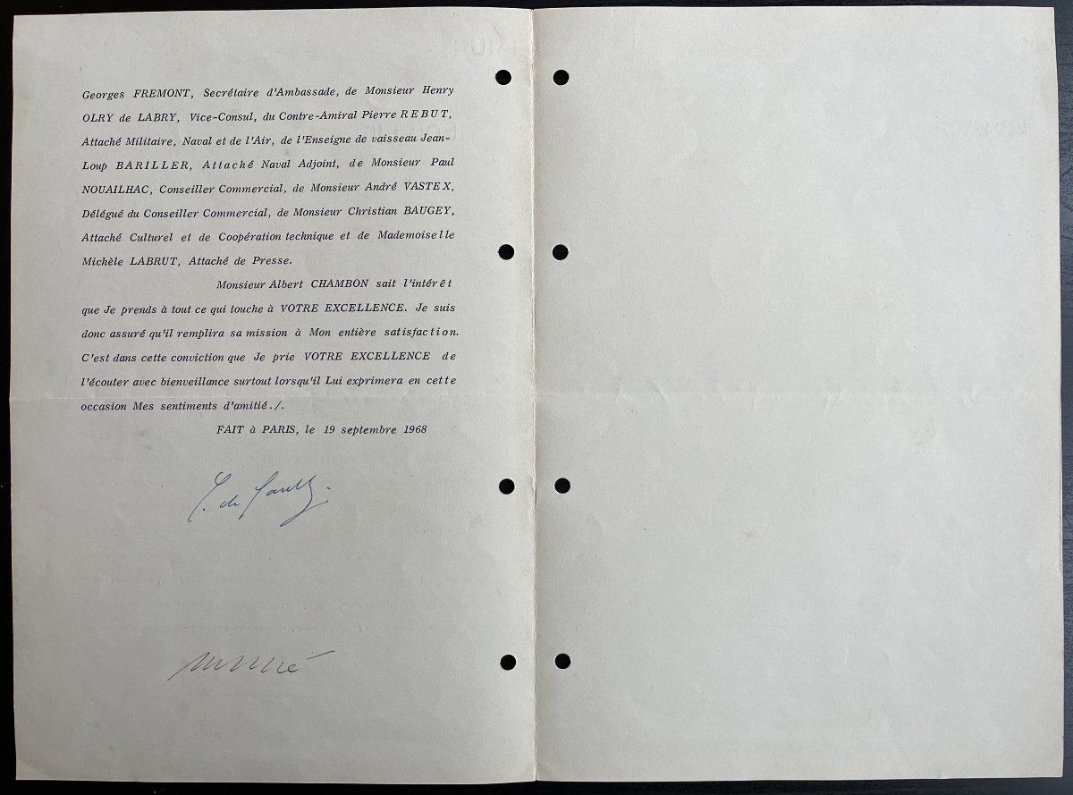 Charles De Gaulle – Letter Signed And Co-signed By Michel Debré-photo-3