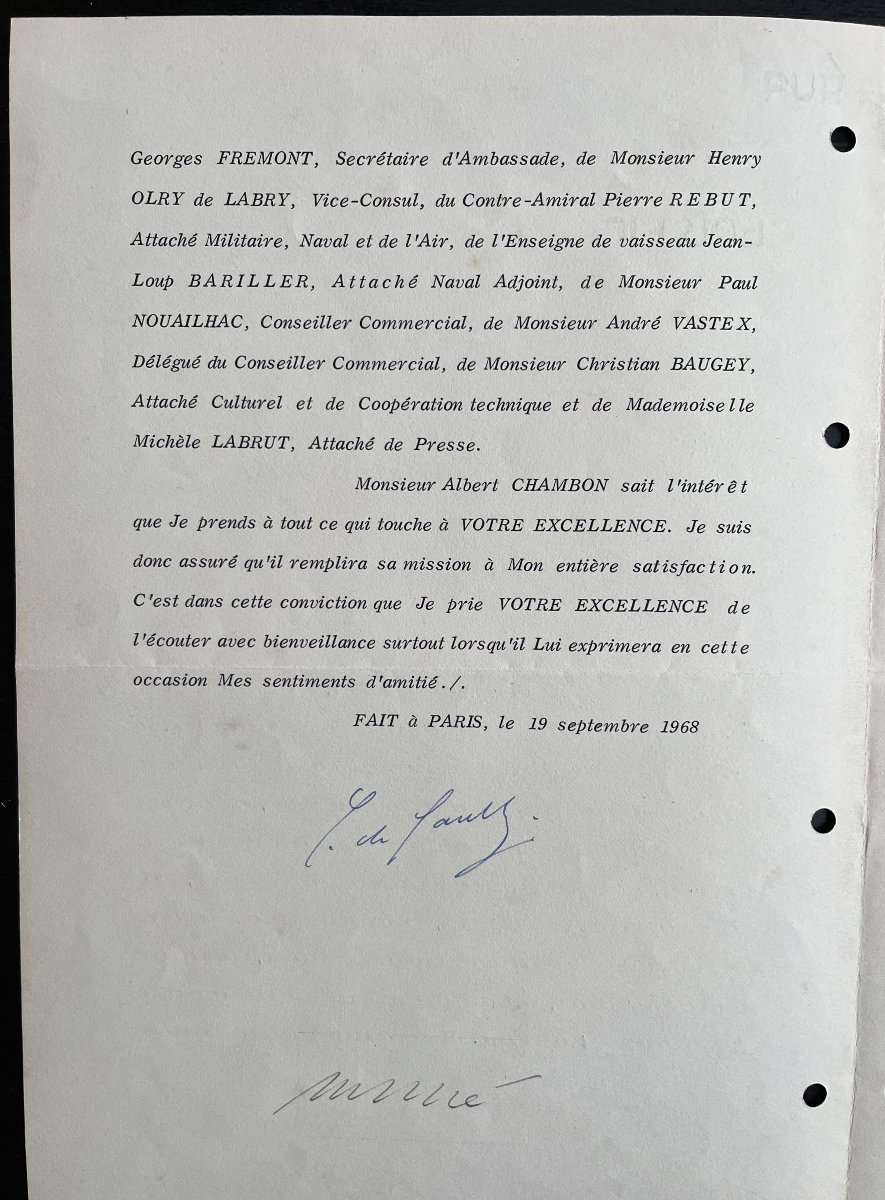 Charles De Gaulle – Letter Signed And Co-signed By Michel Debré-photo-4