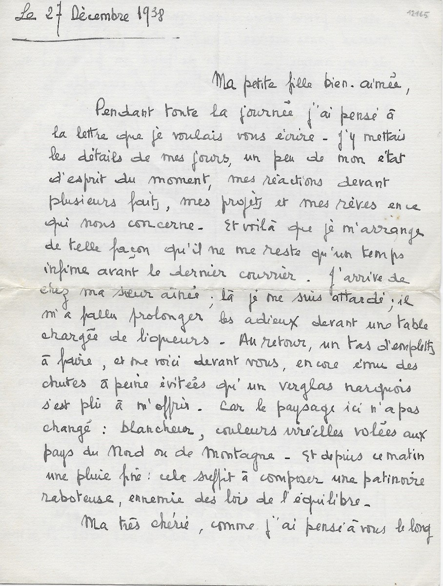 François Mitterrand – Lettre Autographe Signée à Son Amante Catherine Langeais