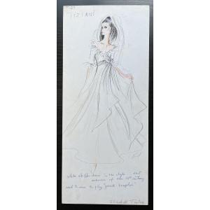 Karl Lagerfeld - Dessin Original Signé - Elisabeth Taylor