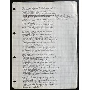 Georges Brassens - Chanson Autographe Manuscrite Inédite