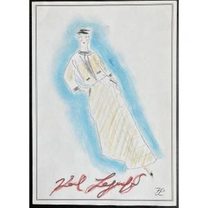 Karl Lagerfeld - Dessin Original Signé