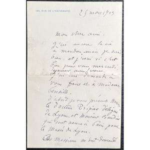 Auguste Rodin - Autographed Letter Signed To His Patron - Museum Of Fine Arts Lyon