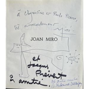 Joan Miró - Dessin Original Signé Dédicaces Signées Prevert Ribemont-dessaignes