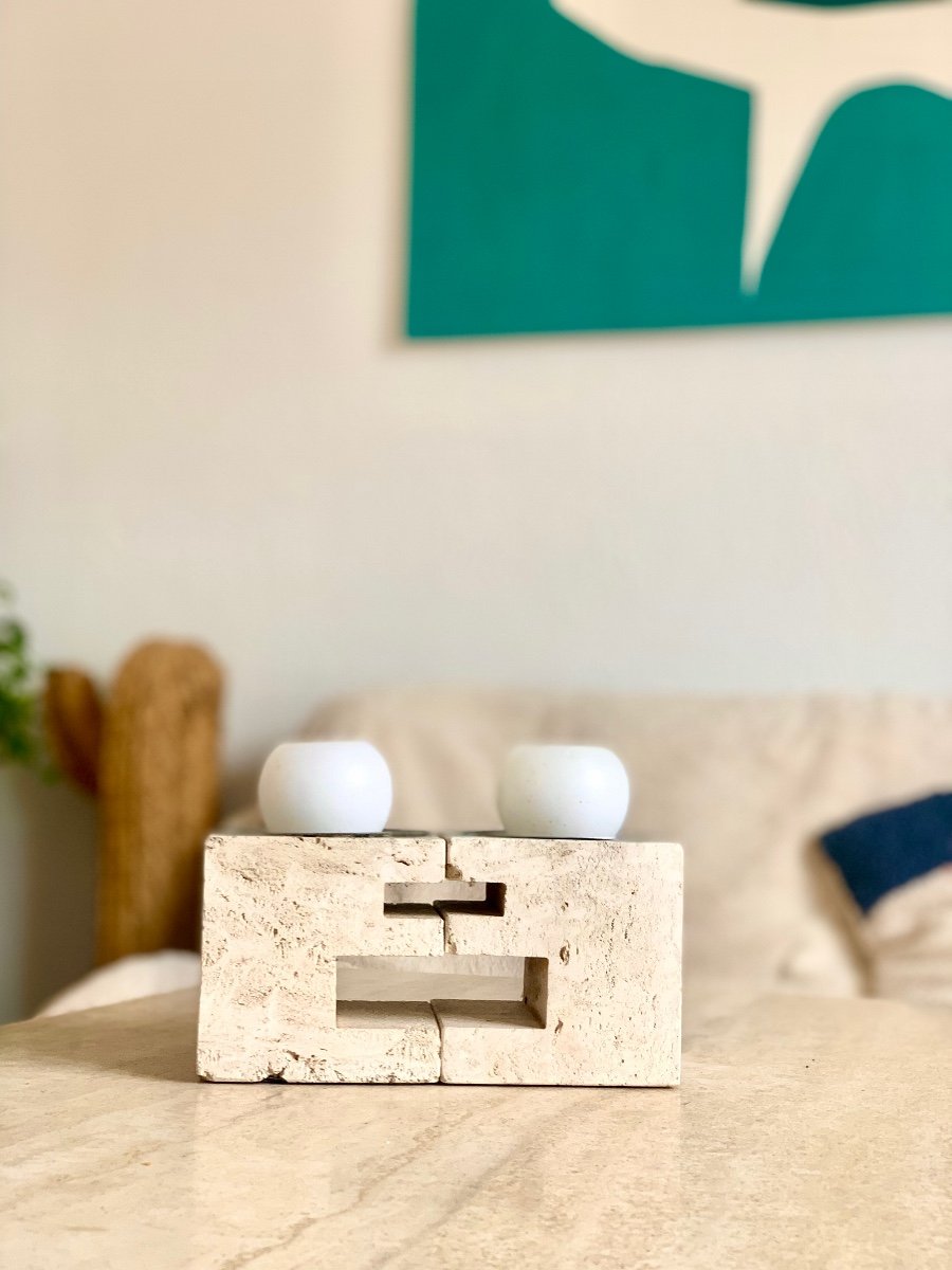 Pair Of Travertine Candlesticks By Fratelli Mannelli, 1970-photo-2