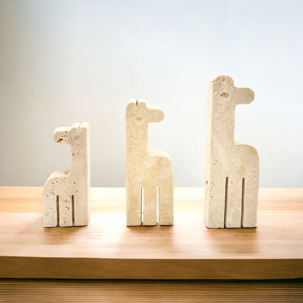 Family Of 3 Giraffes In Travertine By Fratelli Mannelli-photo-4