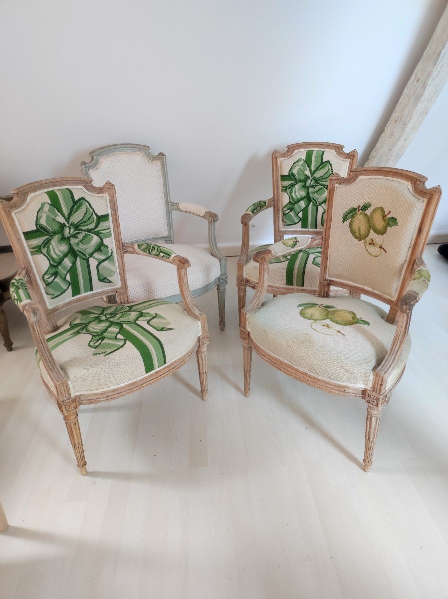 Suite Of 4 Armchairs Stamped Fc.menant