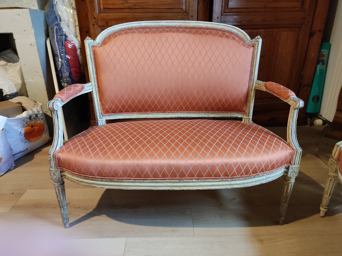 Louis XVI Bench With Matching Armchair -photo-2