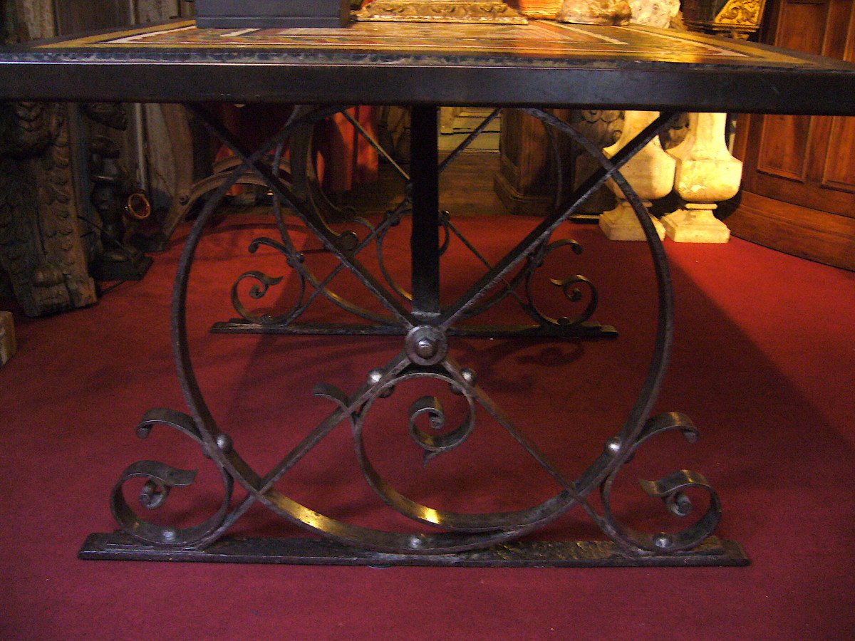 Italian Wrought Iron And Mosaics Table-photo-2