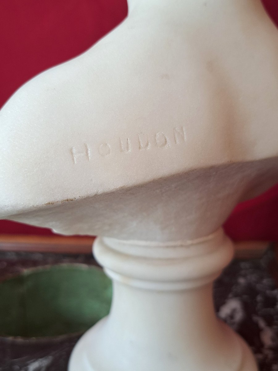 After Houdon - Bust Of Louise Brongniart In Marble-photo-4