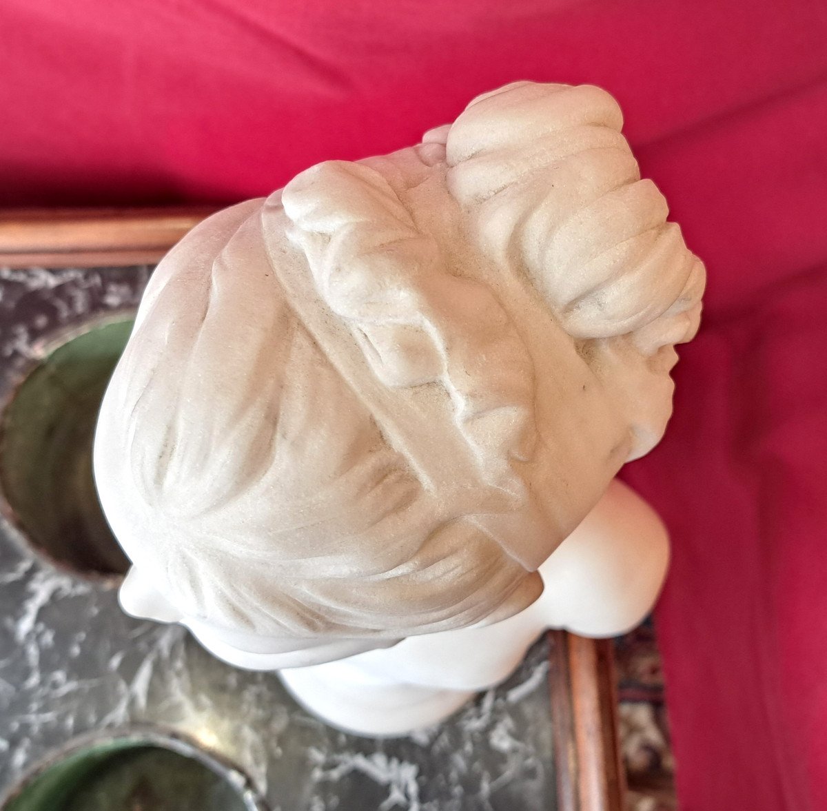 After Houdon - Bust Of Louise Brongniart In Marble-photo-1