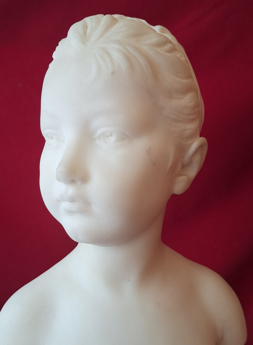 After Houdon - Bust Of Louise Brongniart In Marble-photo-3