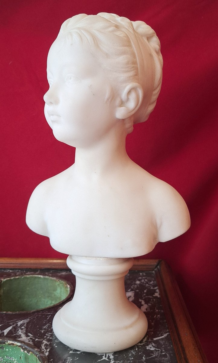 After Houdon - Bust Of Louise Brongniart In Marble-photo-4