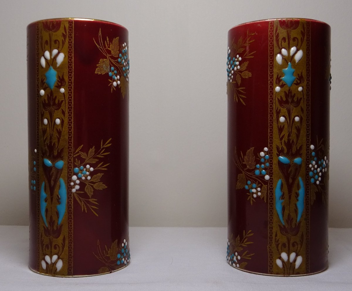 Pair Of Gien Earthenware Vases-photo-3