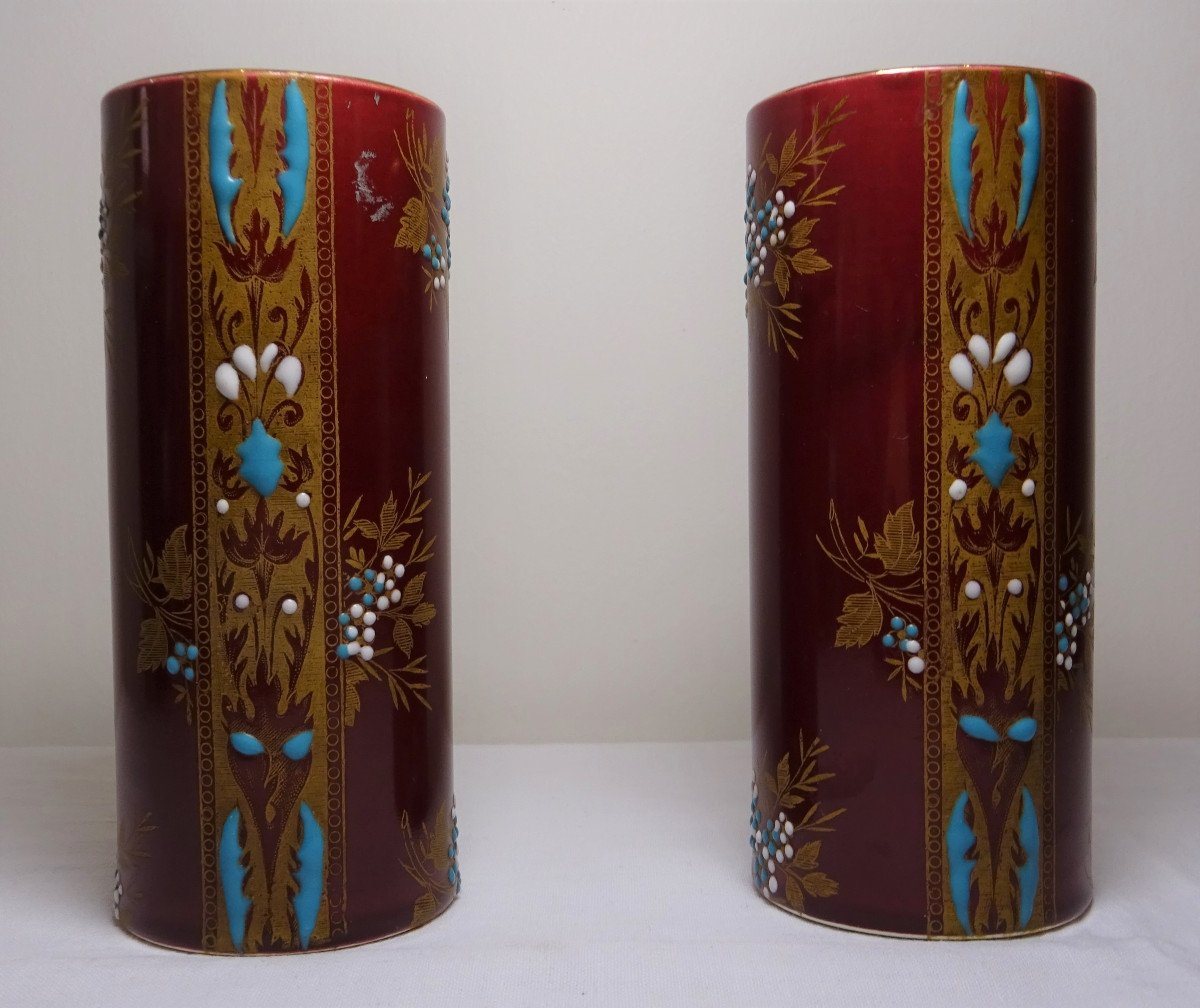 Pair Of Gien Earthenware Vases