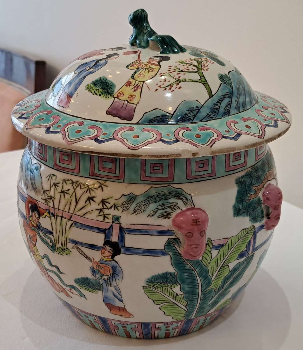 Covered Ginger Jar In Canton Porcelain-photo-4