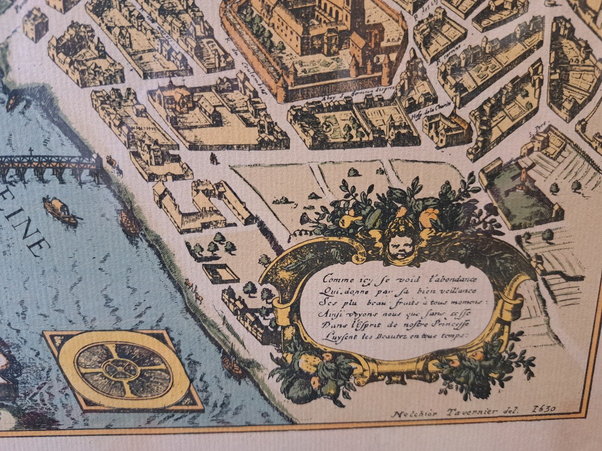 Paris En 1630 – Carte De La Ville De Paris D’après Melchior Tavernier-photo-3