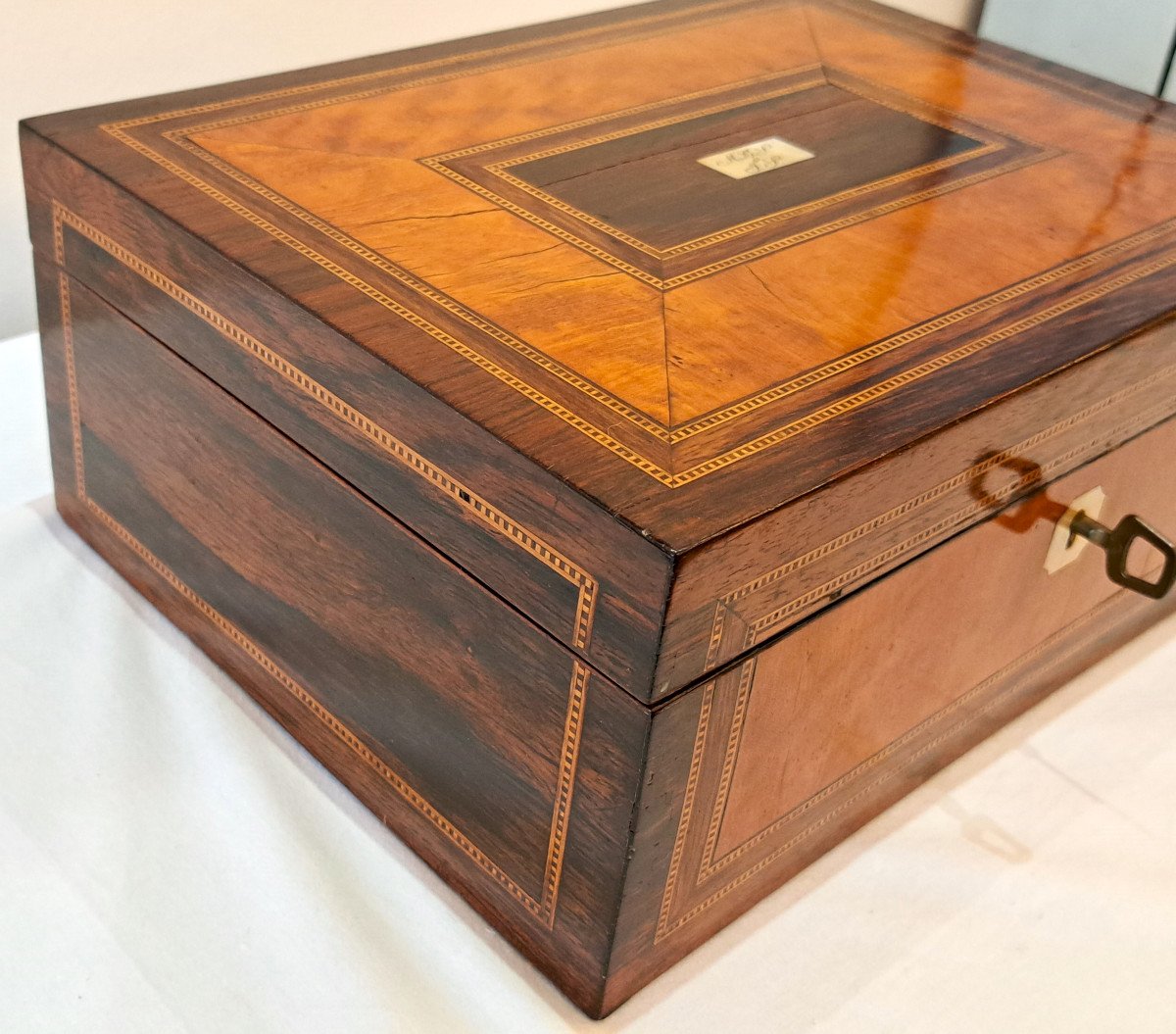 Large 19th Century Marquetry Jewelry Box-photo-4