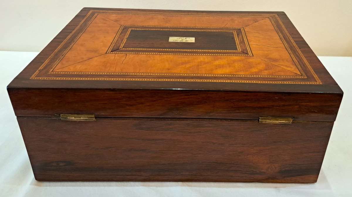 Large 19th Century Marquetry Jewelry Box-photo-3