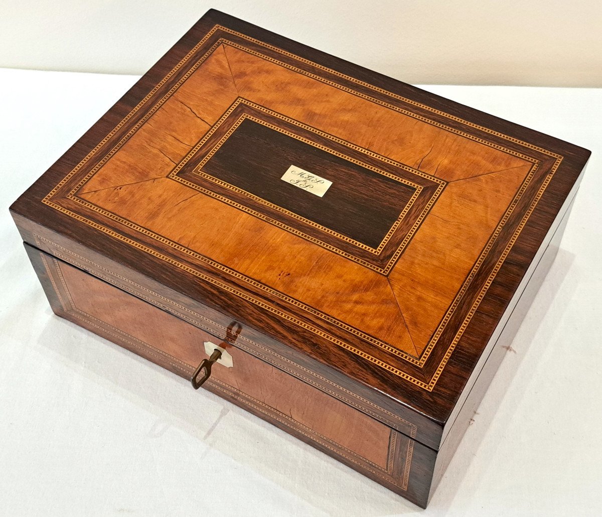 Large 19th Century Marquetry Jewelry Box