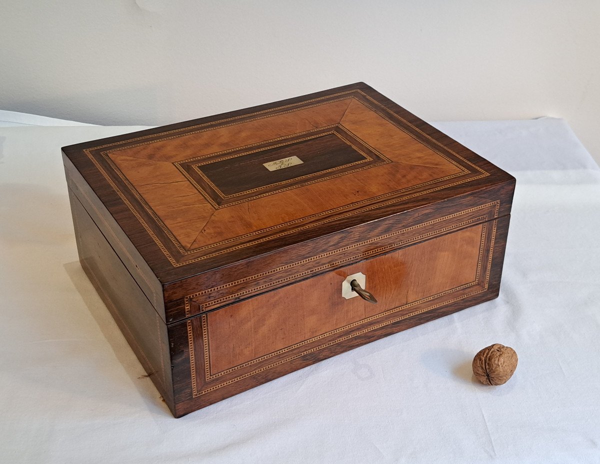 Large 19th Century Marquetry Jewelry Box