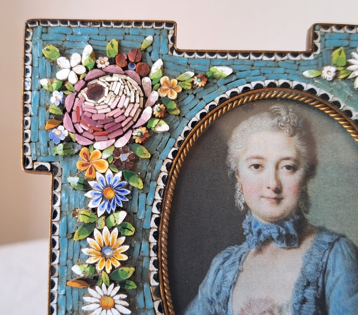 Photo Holder Frame In Micro Mosaic Italy Late 19th Century -photo-4