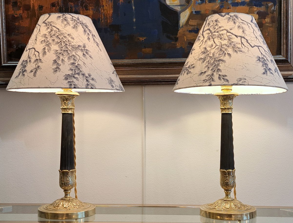 Pair Of Bronze Lamps From The Restoration Period