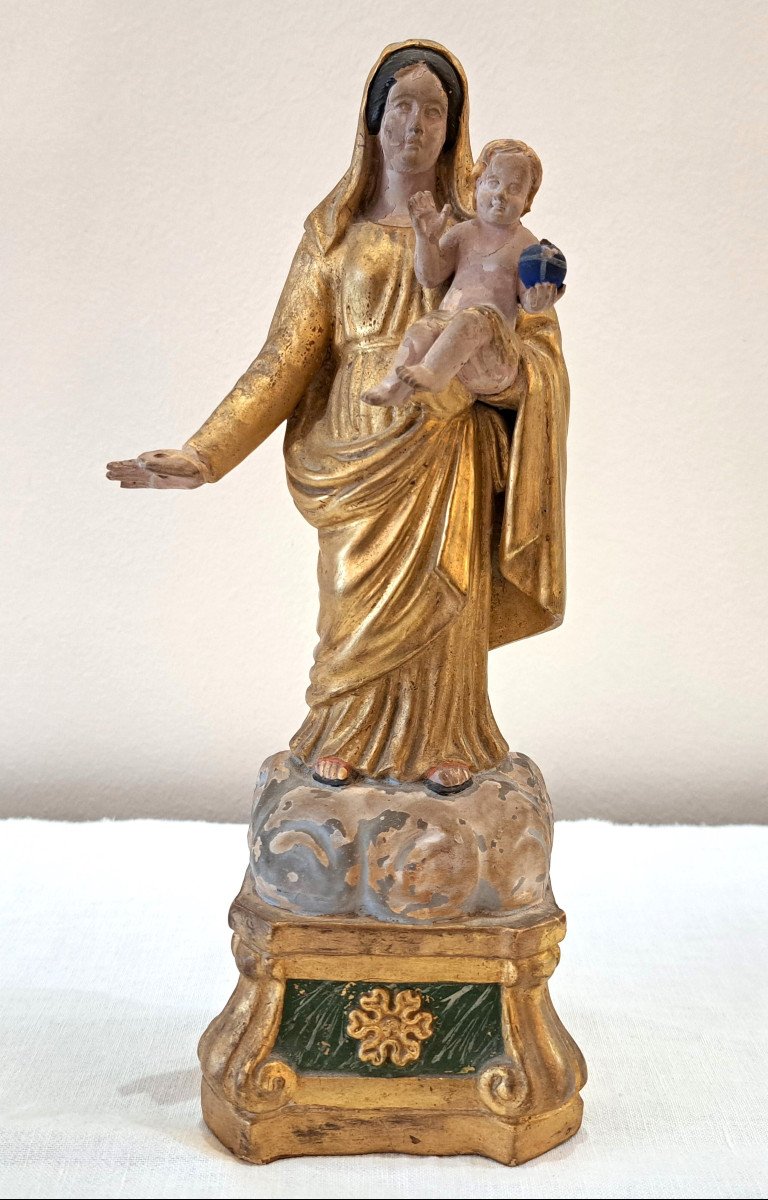 19th Century Virgin And Child In Terracotta -photo-2