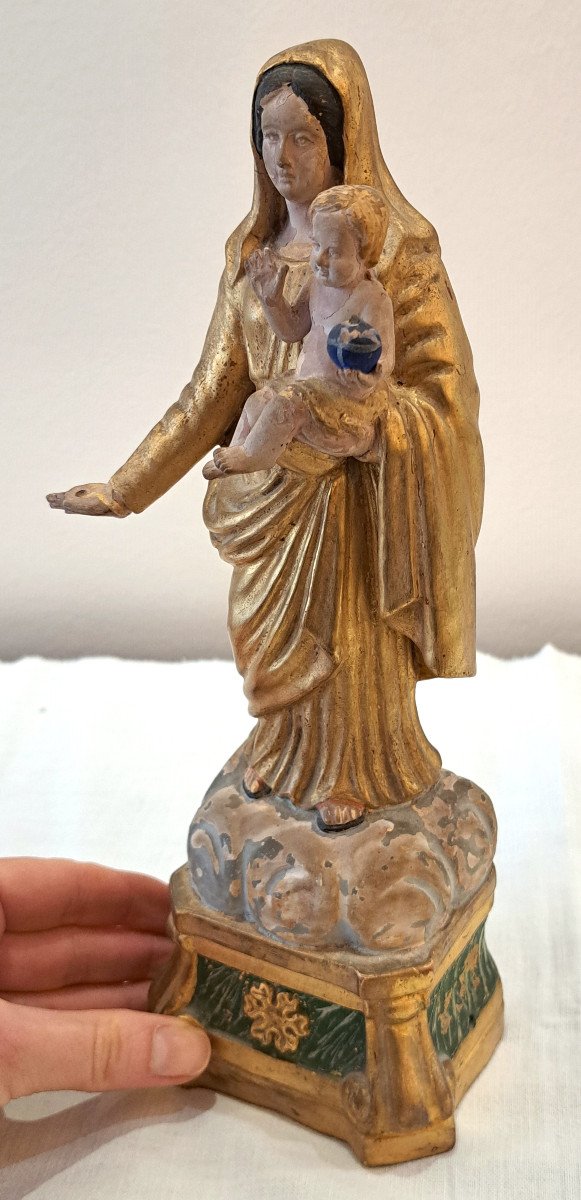 19th Century Virgin And Child In Terracotta 