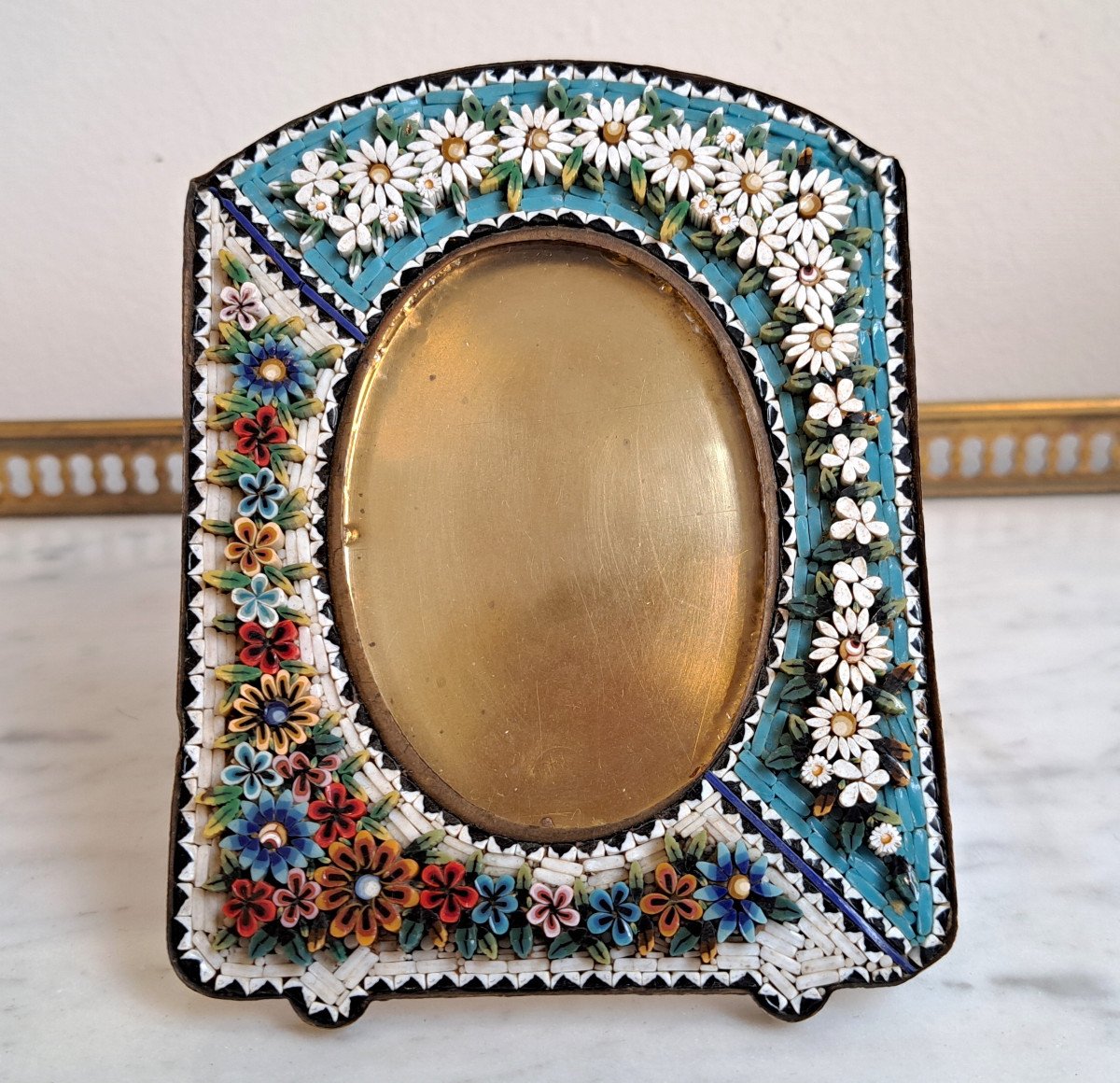 Photo Holder Frame In Micro Mosaic Italy Circa 1900