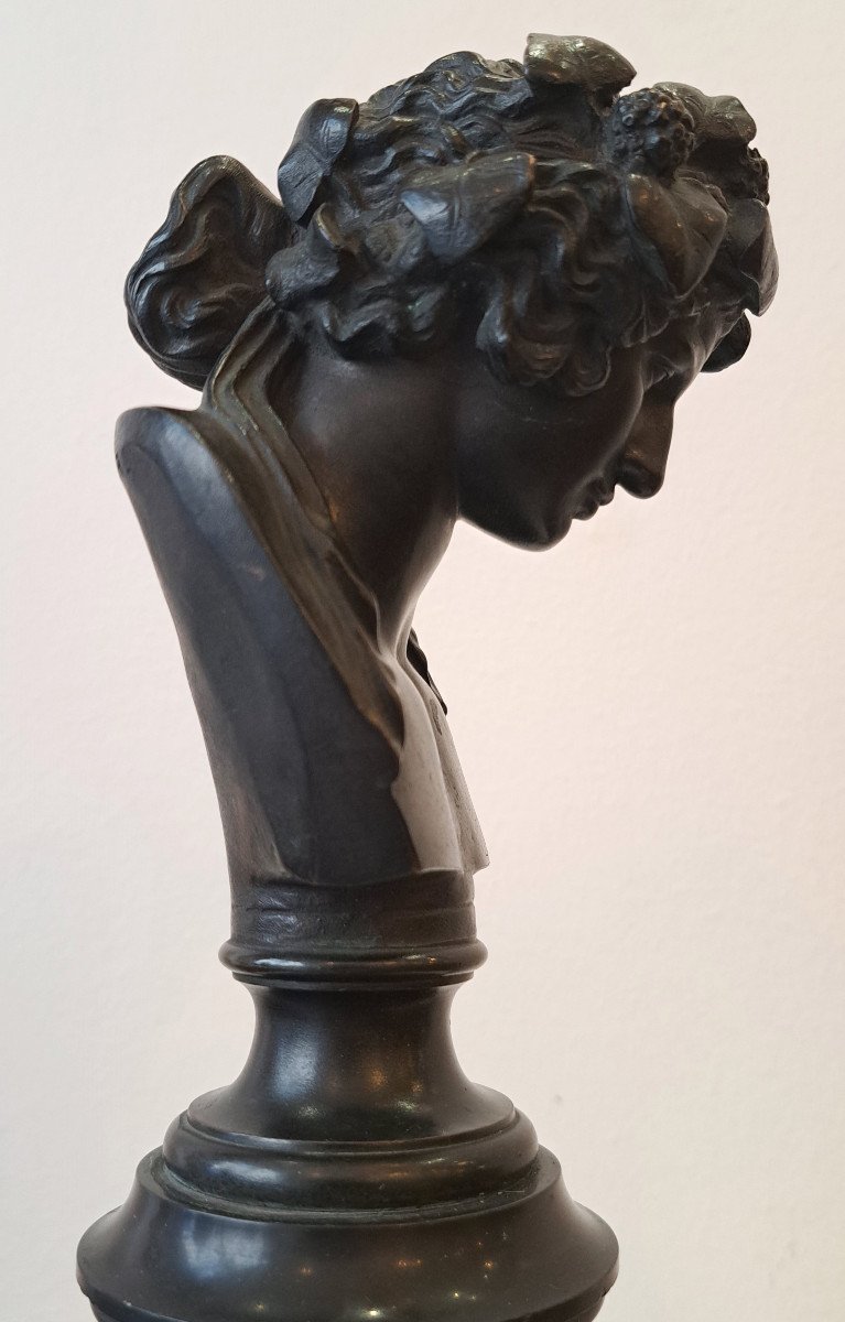  19th Century Bronze Bust Of Bacchus Founder Barbedienne-photo-2