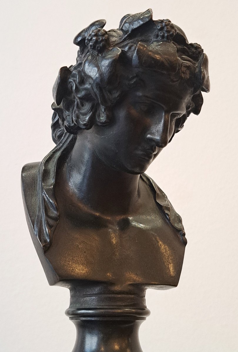  19th Century Bronze Bust Of Bacchus Founder Barbedienne-photo-5