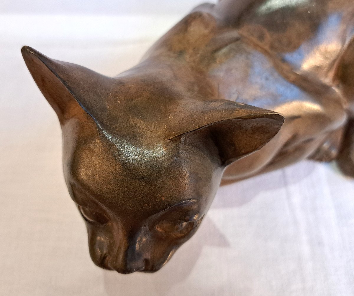 Bronze Cat By Pierre Chenet-photo-2