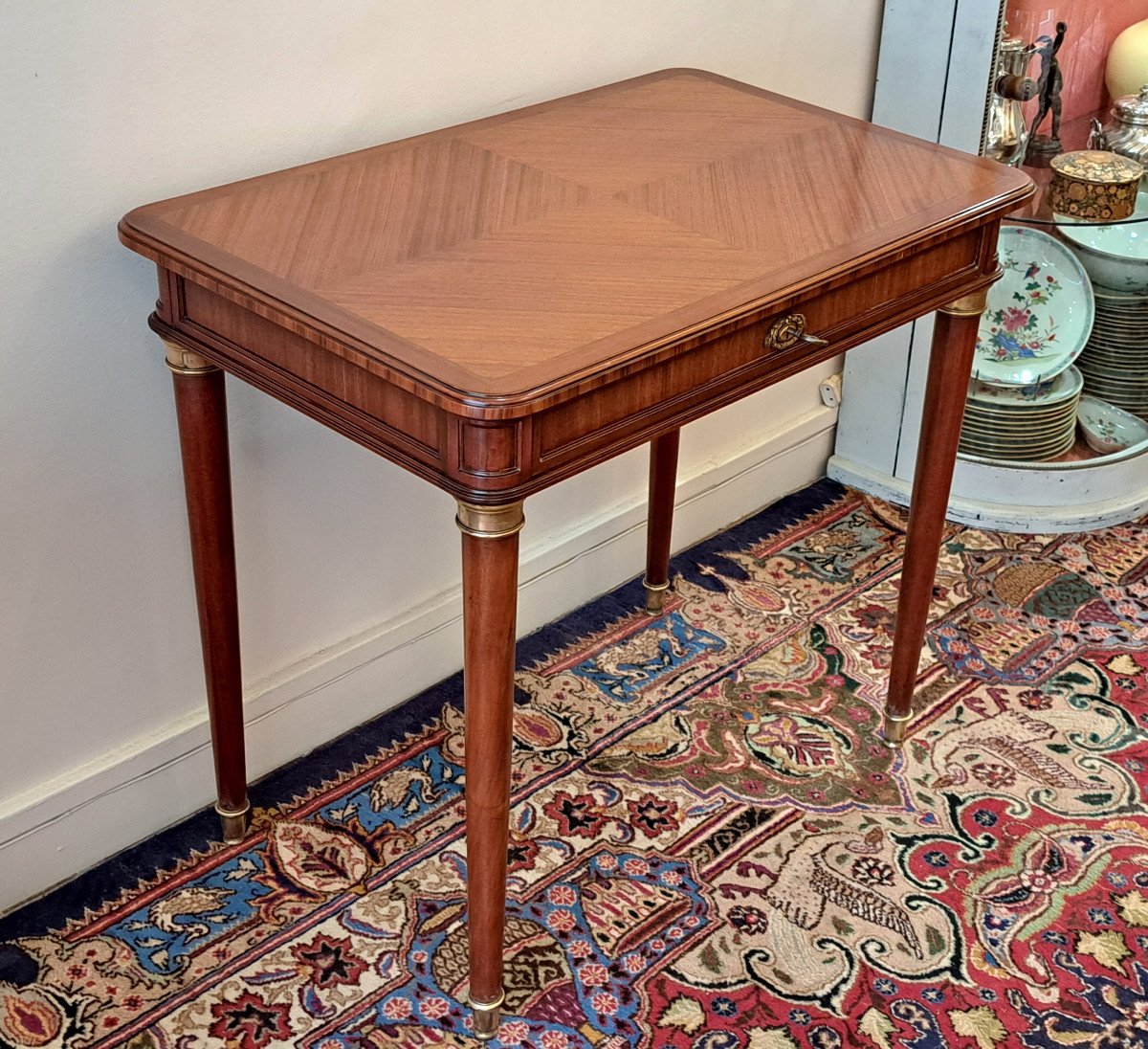 Louis XVI Style Mahogany Writing Desk Table-photo-4